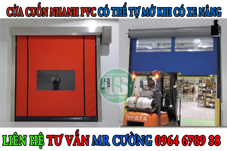 Cửa cuốn nhanh PVC có thể tự mở khi có xe nâng
